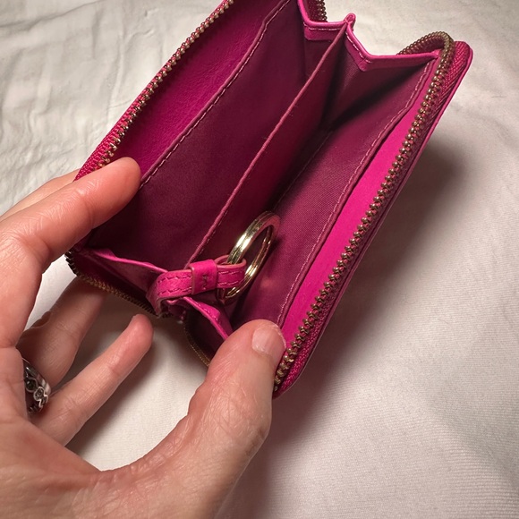 Tory Burch Zip Pink Wallet Keychain with Gold Accent - Picture 5 of 16